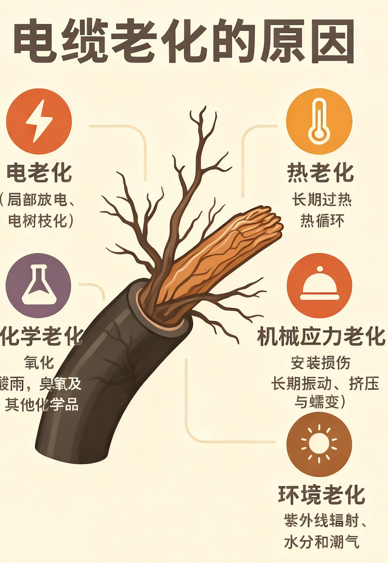 電纜絕（jué）緣層為什麽會老化？五個最（zuì）常見的原（yuán）因