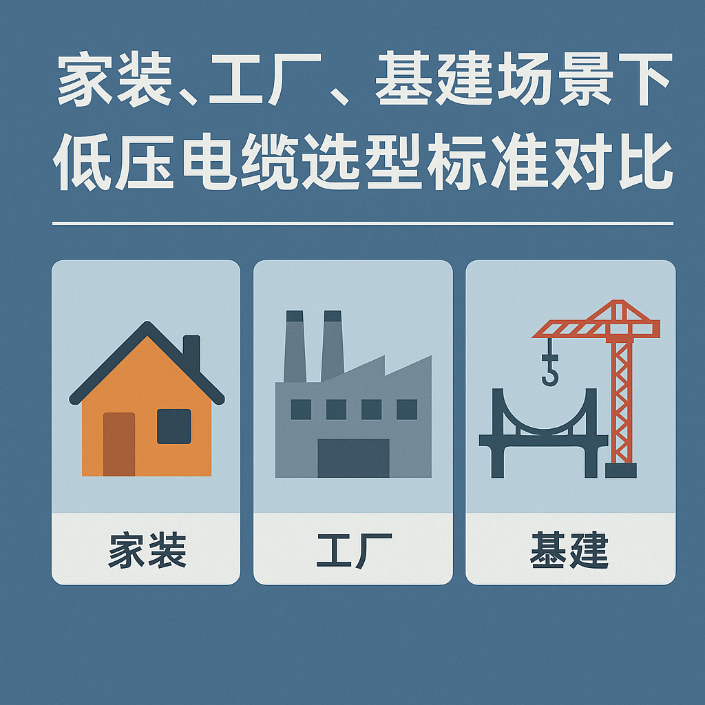 家裝、工廠、基（jī）建場景下低壓電纜選型標準對比
