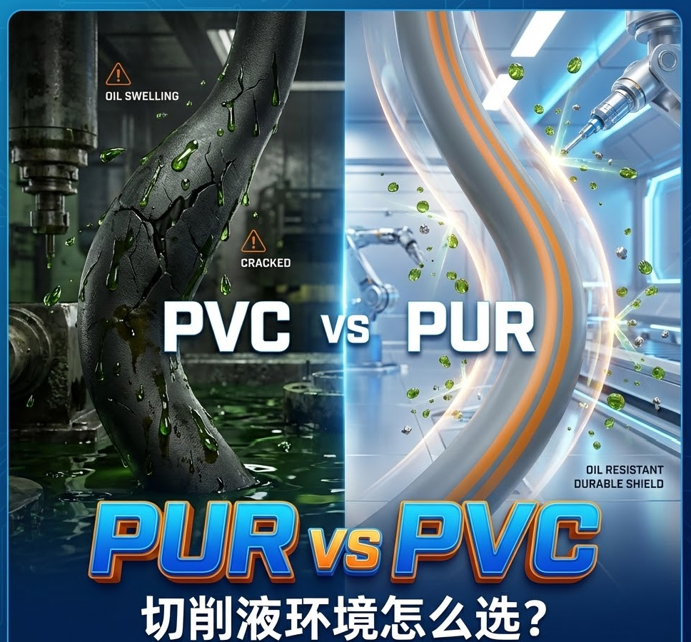 PUR vs PVC：機床切削液環境（jìng）下，你的拖（tuō）鏈電纜選對護套了嗎？